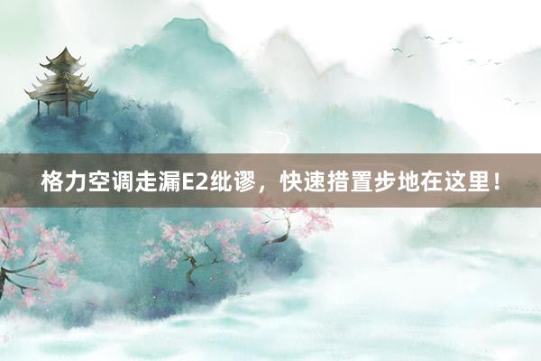 格力空调走漏E2纰谬，快速措置步地在这里！